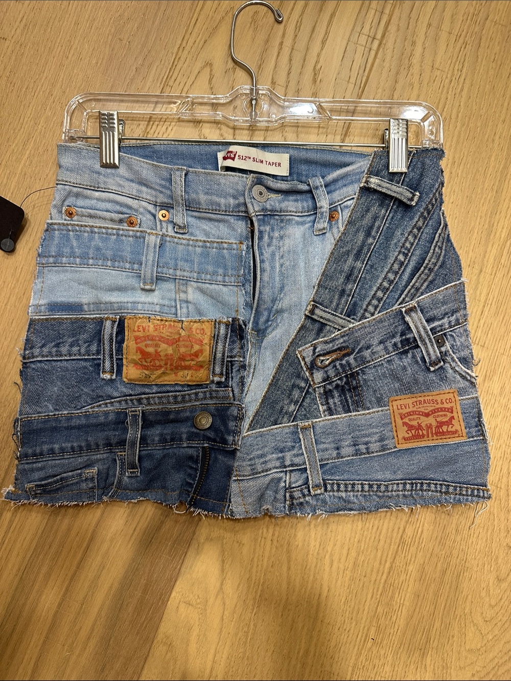 Levi's reworked patchwork Blue Denim Skirt - Picture 1 of 8